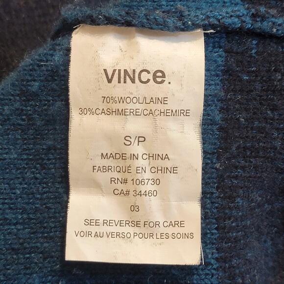 Vince Wool Cashmere Striped Boat Neck Long Sleeve Blue Gray Sweater Size S - Picture 14 of 16